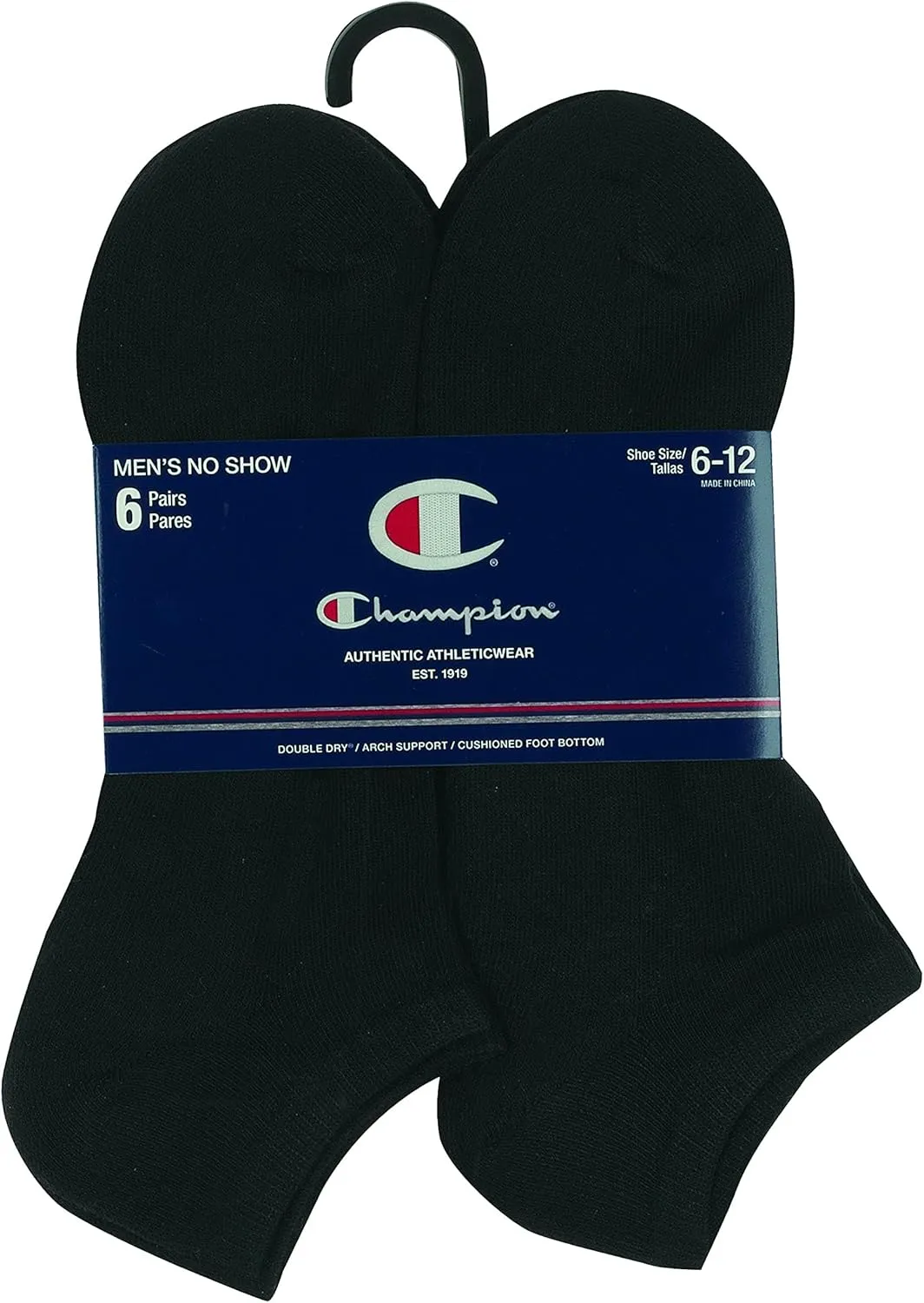 Champion Men's Double Dry Moisture Wicking No Show Socks; 6, 8 Packs Available