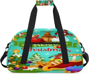 Christmas Tree Gym Duffel Bag for Men Women Snowman Gift Sports Tote Bag with Adjustable Shoulder Strap for Dance Gymnastics Traveling Outdoor Camping Overnight Stay