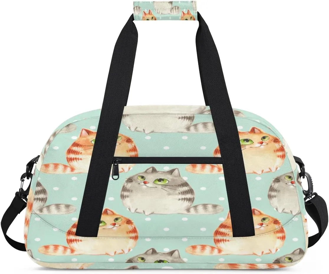 Chubby Cat Gym Duffel Bag for Men Women Lovely Cat Sports Tote Bag with Adjustable Shoulder Strap for Dance Gymnastics Traveling Outdoor Camping Overnight Stay