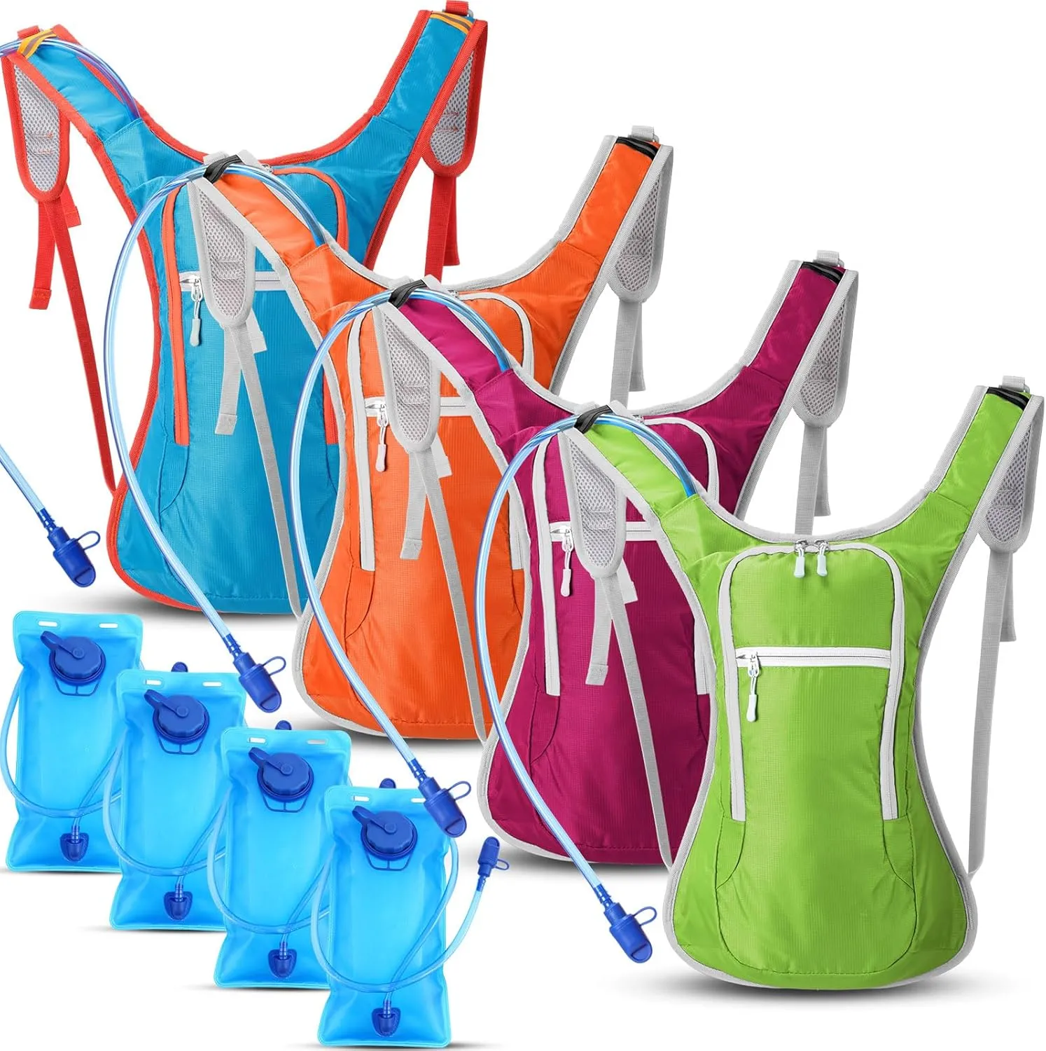 Chunful 4 Pack Hydration Backpack with 2L Water Bladder, Sport Hydration Water Backpack with Water Bladder Pack for Men Women Hiking Running Cycling Biking