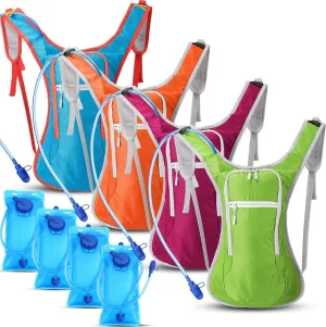 Chunful 4 Pack Hydration Backpack with 2L Water Bladder, Sport Hydration Water Backpack with Water Bladder Pack for Men Women Hiking Running Cycling Biking