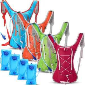 Chunful 4 Pack Hydration Backpack with 2L Water Bladder, Sport Hydration Water Backpack with Water Bladder Pack for Men Women Hiking Running Cycling Biking