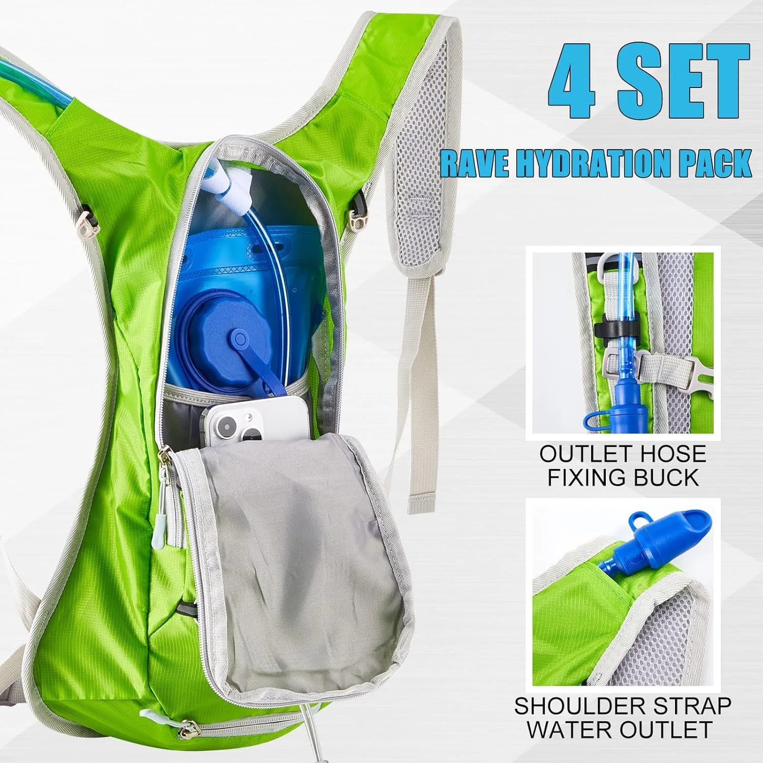 Chunful 4 Pack Hydration Backpack with 2L Water Bladder, Sport Hydration Water Backpack with Water Bladder Pack for Men Women Hiking Running Cycling Biking