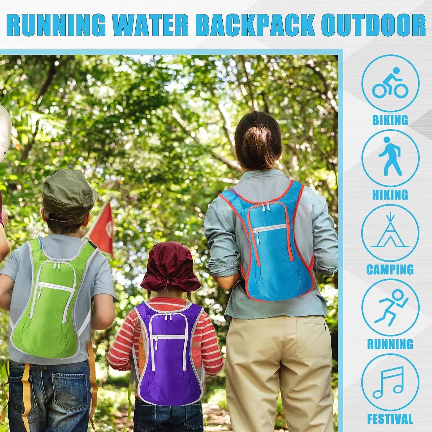 Chunful Hydration Backpack with 2 L Water Bladder Lightweight Hydration Bladder Pack for Women Teenagers Water Backpack Outdoor for Hiking Cycling Camping Music Festival