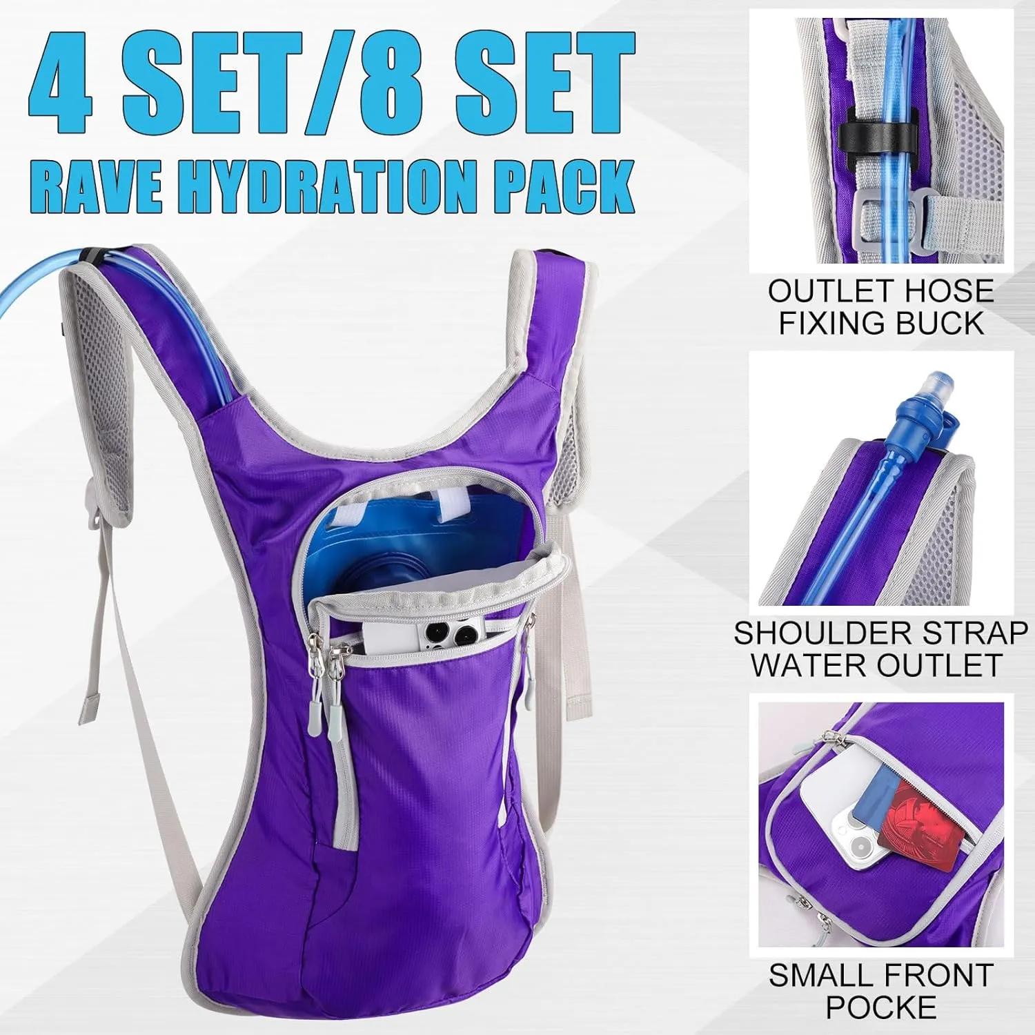 Chunful Hydration Backpack with 2 L Water Bladder Lightweight Hydration Bladder Pack for Women Teenagers Water Backpack Outdoor for Hiking Cycling Camping Music Festival