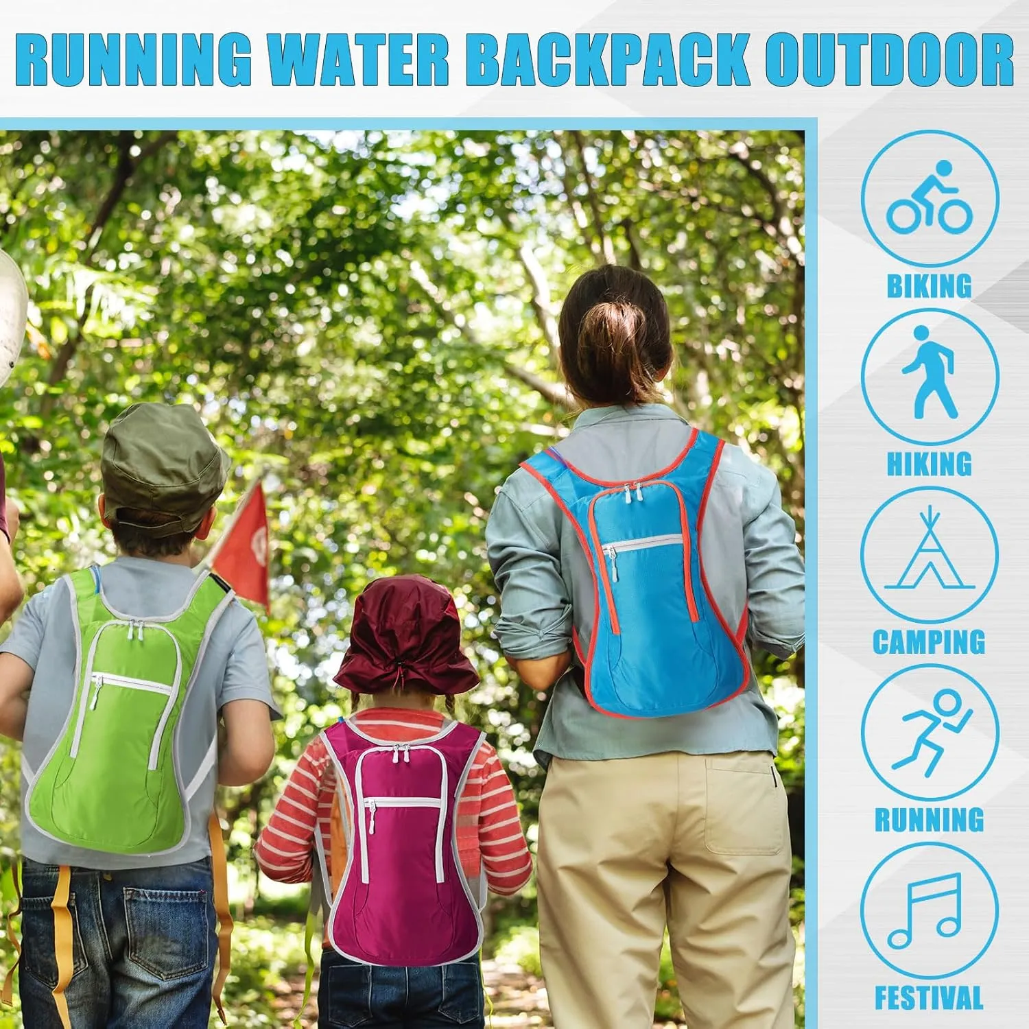 Chunful Hydration Backpack with 2L Water Bladder, Lightweight Hydration Pack Outdoor Water Backpack for Men Women Running Cycling Biking Climbing