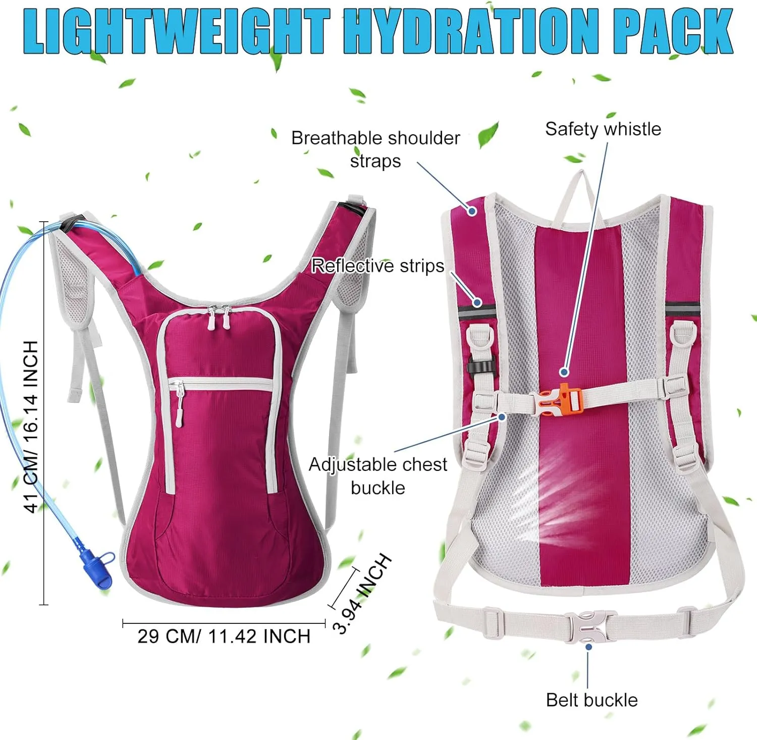 Chunful Hydration Backpack with 2L Water Bladder, Lightweight Hydration Pack Outdoor Water Backpack for Men Women Running Cycling Biking Climbing