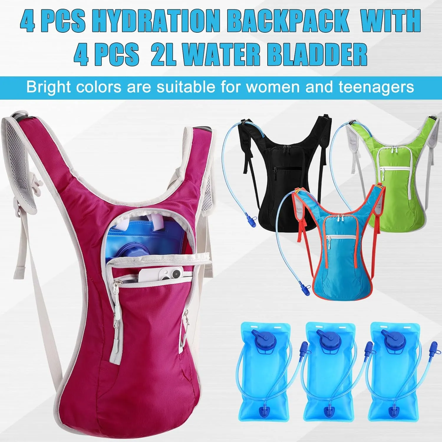 Chunful Hydration Backpack with 2L Water Bladder, Lightweight Hydration Pack Outdoor Water Backpack for Men Women Running Cycling Biking Climbing