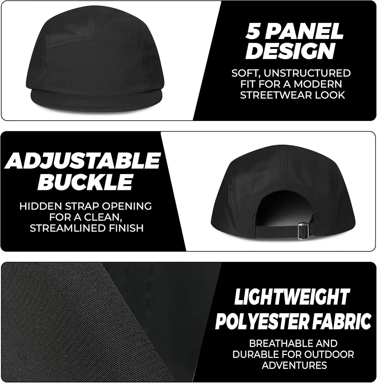 CLAPE Quick Dry 5 Panel Hat, UV Protection Short Flat Bill Baseball Cap Ajustable Unstructured Camper Hat for Outdoor Sport