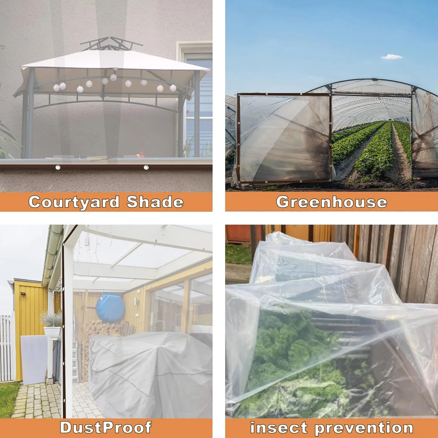 Clear Tarp - Tarps Heavy Duty Waterproof 10x12Ft, 12 Mil Thick, Clear Tarp with Grommets, UV & Tear Resistant, Fade-Proof, for Outdoor Garden, Greenhouse, Patio, and Pavilion Rain Protection