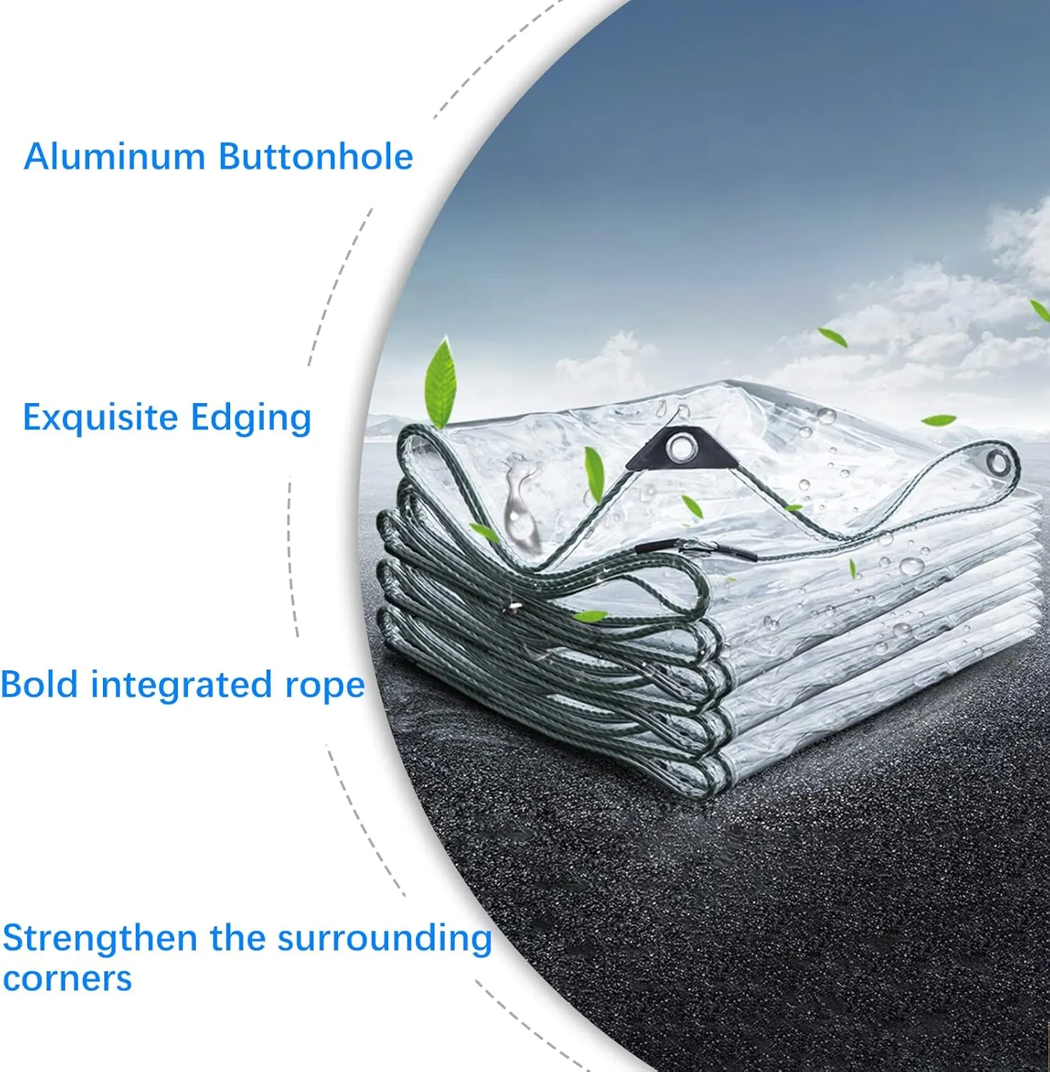 Clear Tarp, Transparent Tarp Heavy Duty Waterproof with Grommets, Reinforced Edges are Durable, Thick and Tear-Resistant, Multipurpose Greenhouse, Outdoor Porches, Nursery, Etc. Against Rain