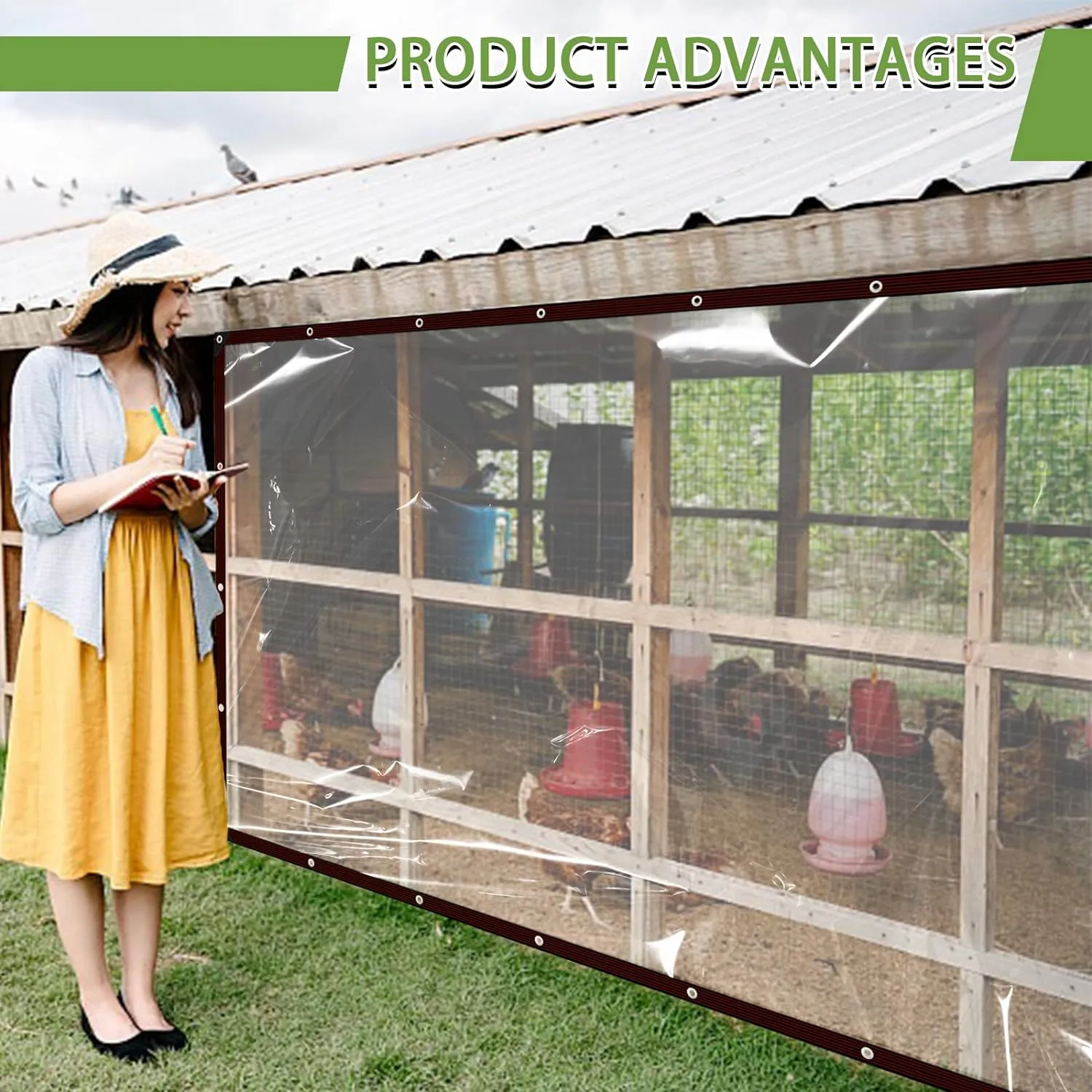Clear Tarp Waterproof 8x10-Heavy Duty Plastic Tarps,Vinyl Transparent Tarpaulin with Grommets,Outdoor Small&Large Tarp Cover for Chicken Coop/Greenhouse/Camping/Plant/Patio