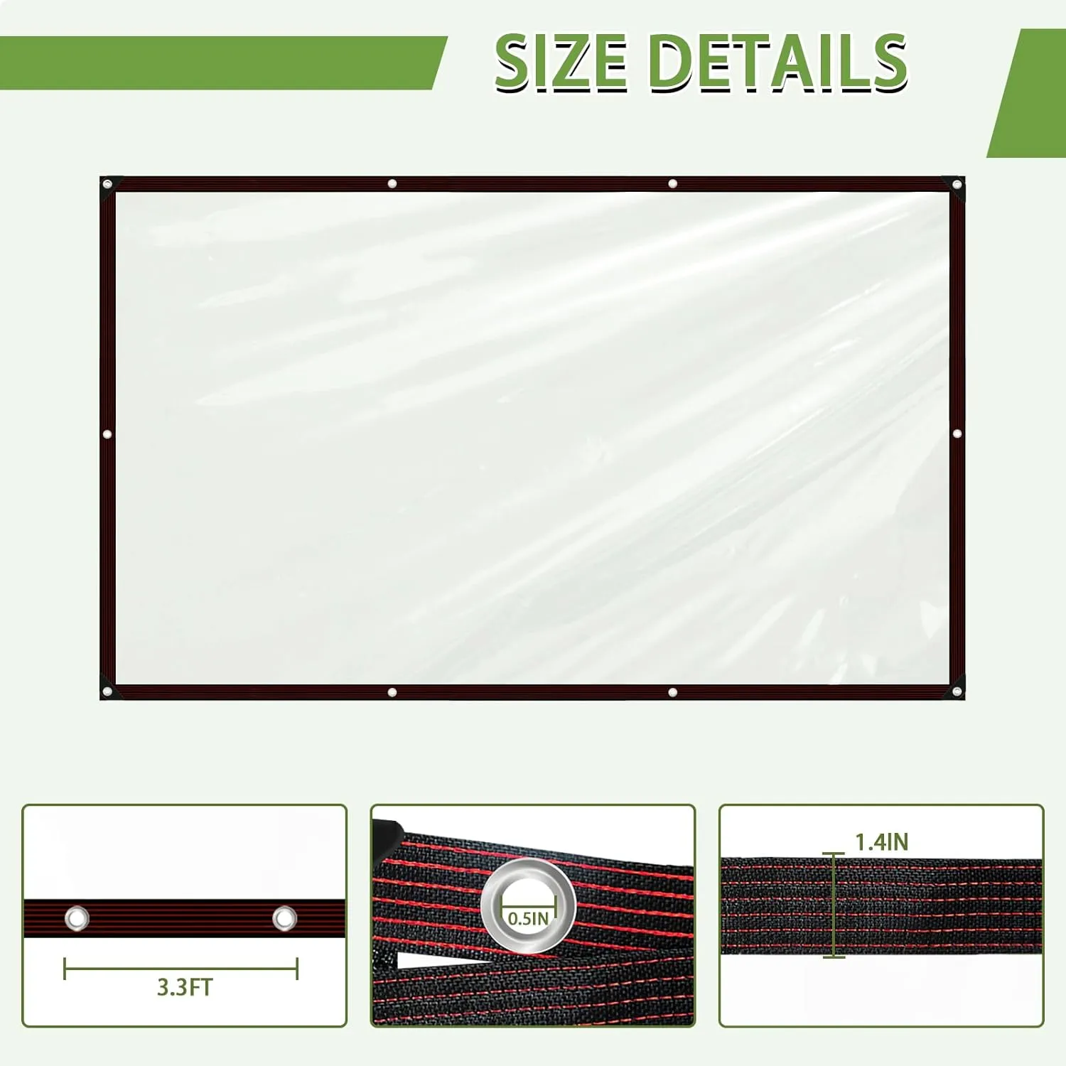 Clear Tarp Waterproof 8x10-Heavy Duty Plastic Tarps,Vinyl Transparent Tarpaulin with Grommets,Outdoor Small&Large Tarp Cover for Chicken Coop/Greenhouse/Camping/Plant/Patio