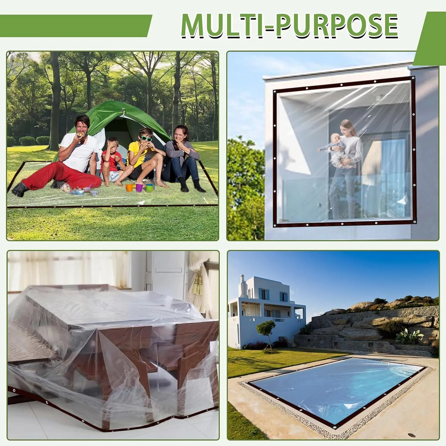 Clear Tarp Waterproof 8x10-Heavy Duty Plastic Tarps,Vinyl Transparent Tarpaulin with Grommets,Outdoor Small&Large Tarp Cover for Chicken Coop/Greenhouse/Camping/Plant/Patio