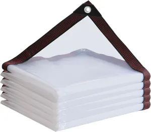 Clear Tarp Waterproof 8x10-Heavy Duty Plastic Tarps,Vinyl Transparent Tarpaulin with Grommets,Outdoor Small&Large Tarp Cover for Chicken Coop/Greenhouse/Camping/Plant/Patio