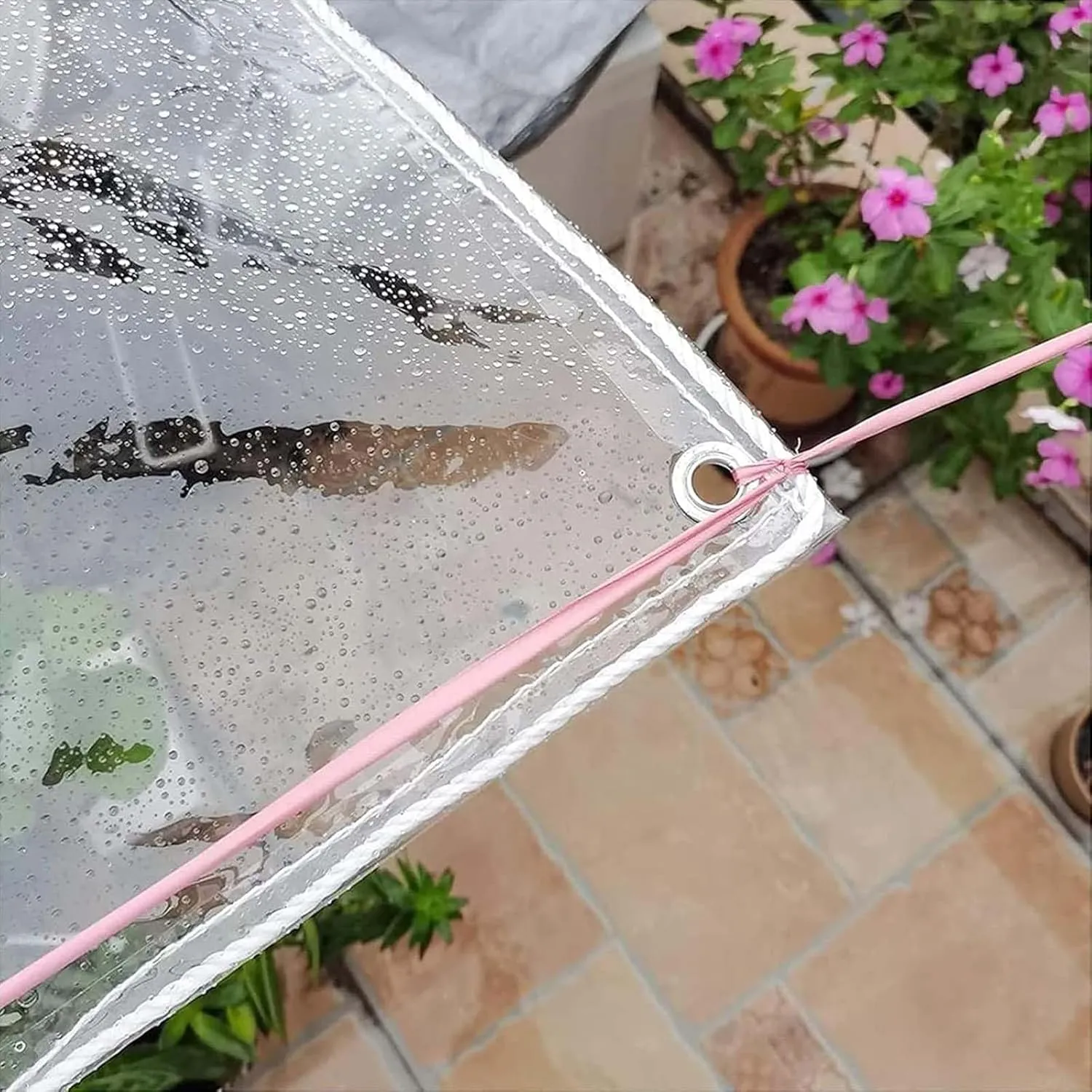 Clear Tarp Waterproof with Grommets 3.9x6.6ft, Thickened Tear Resistant PVC Tarpaulin, Clear Plastic Tarps, Heavy Duty Tarpaulin for Greenhouse Balcony