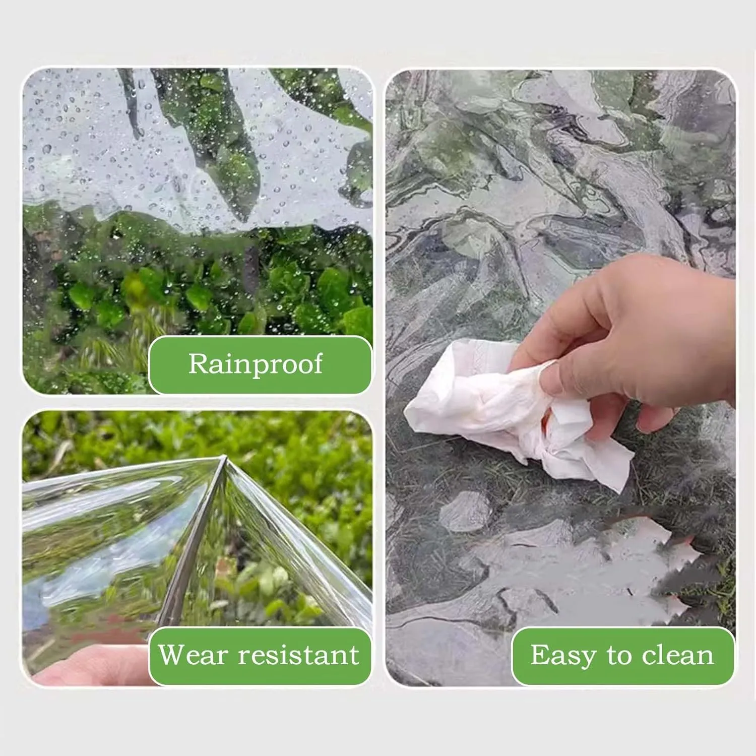 Clear Tarp Waterproof with Grommets 3.9x6.6ft, Thickened Tear Resistant PVC Tarpaulin, Clear Plastic Tarps, Heavy Duty Tarpaulin for Greenhouse Balcony