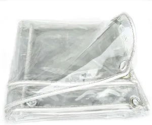 Clear Tarp Waterproof with Grommets 3.9x6.6ft, Thickened Tear Resistant PVC Tarpaulin, Clear Plastic Tarps, Heavy Duty Tarpaulin for Greenhouse Balcony