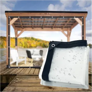 Clear Tarp with Grommets 8x20 ft 6 mil Outdoor Waterproof Plastic for Chicken Coop Patio Tarps Vinyl Enclosure Porch Panels