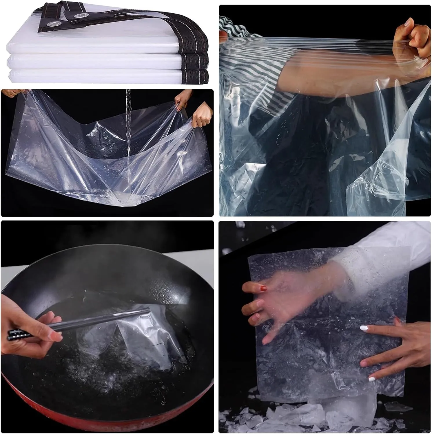 Clear Tarp with Grommets 8x20 ft 6 mil Outdoor Waterproof Plastic for Chicken Coop Patio Tarps Vinyl Enclosure Porch Panels
