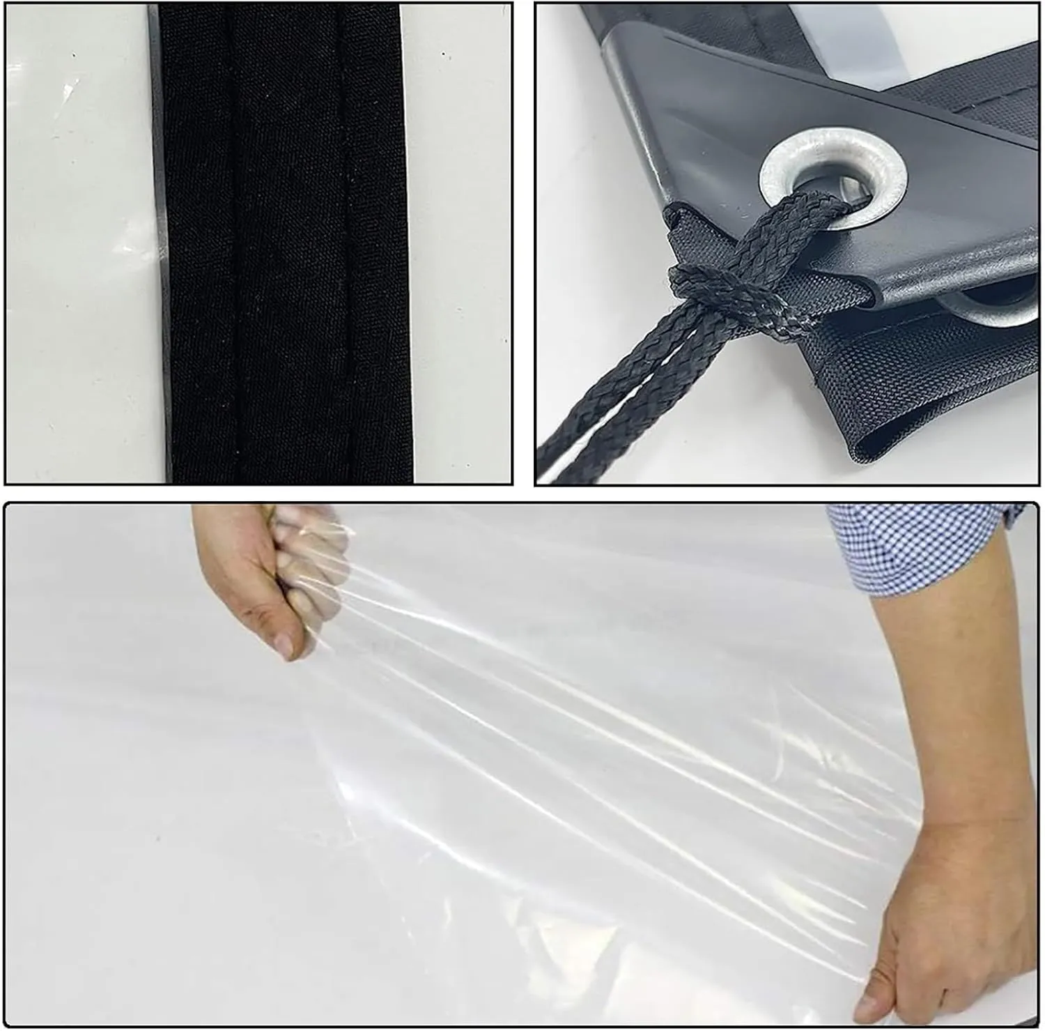 Clear Tarp with Grommets 8x20 ft 6 mil Outdoor Waterproof Plastic for Chicken Coop Patio Tarps Vinyl Enclosure Porch Panels