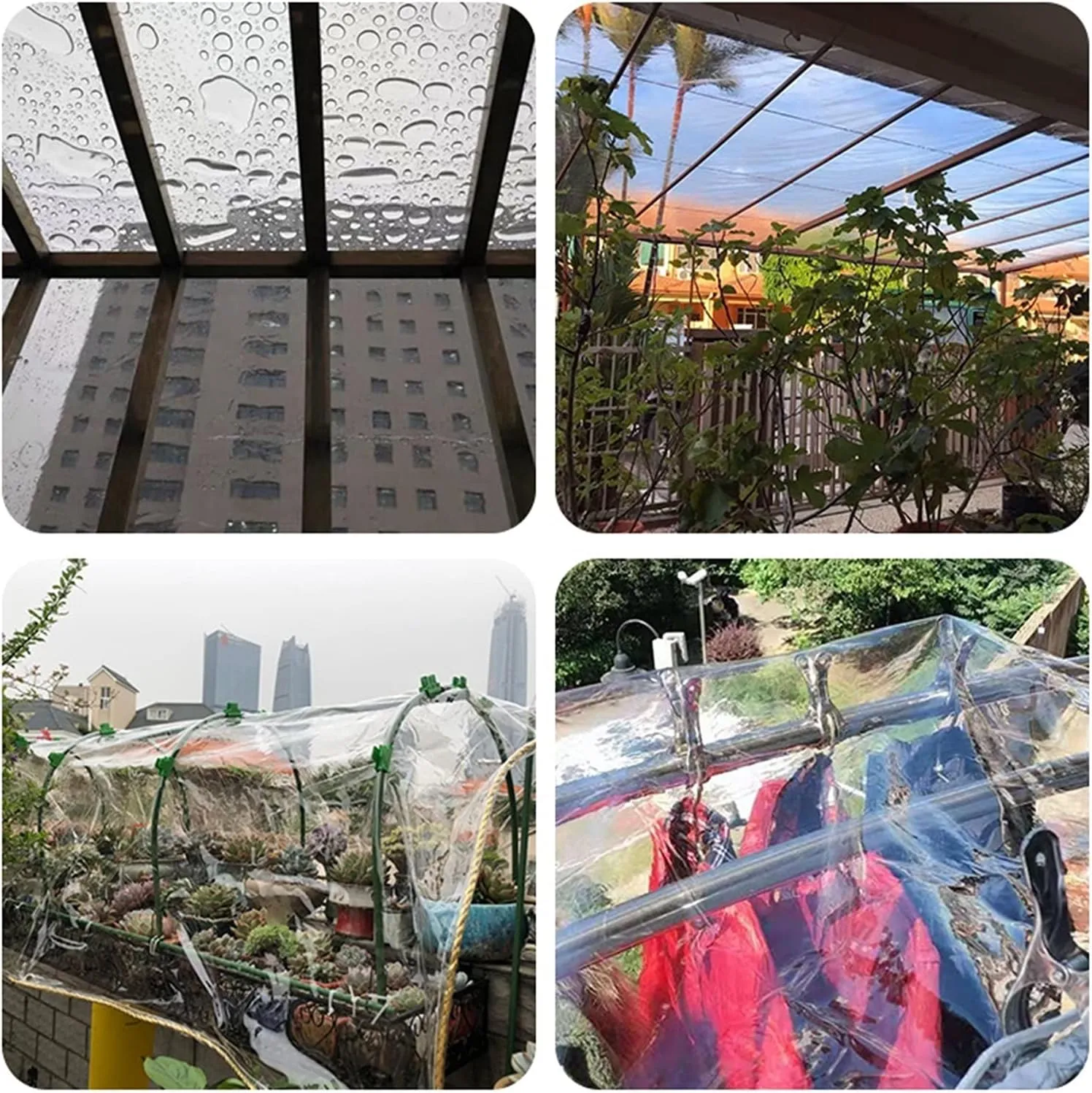 Clear Tarpaulin Waterproof Heavy Duty with Eyelets Windproof Camping Groundsheet Home Garden Outdoor PVC Plastic Tarp Sheet Cover，420g/m²，0.4mm Thick(0.6mm,0.8x1.5m)