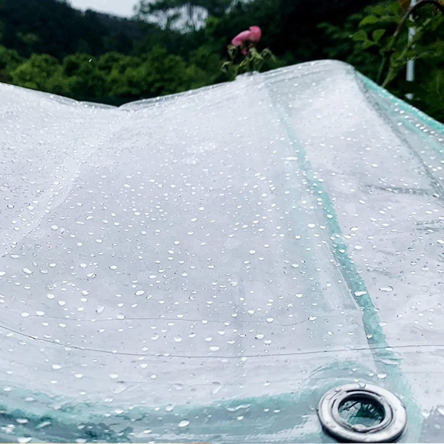 Clear Tarpaulin Waterproof Heavy Duty with Eyelets Windproof Camping Groundsheet Home Garden Outdoor PVC Plastic Tarp Sheet Cover，420g/m²，0.4mm Thick(0.6mm,0.8x1.5m)