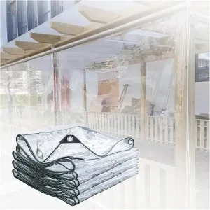 Clear Tarpaulin Waterproof Heavy Duty with Eyelets Windproof Camping Groundsheet Home Garden Outdoor PVC Plastic Tarp Sheet Cover，420g/m²，0.4mm Thick(0.6mm,0.8x1.5m)