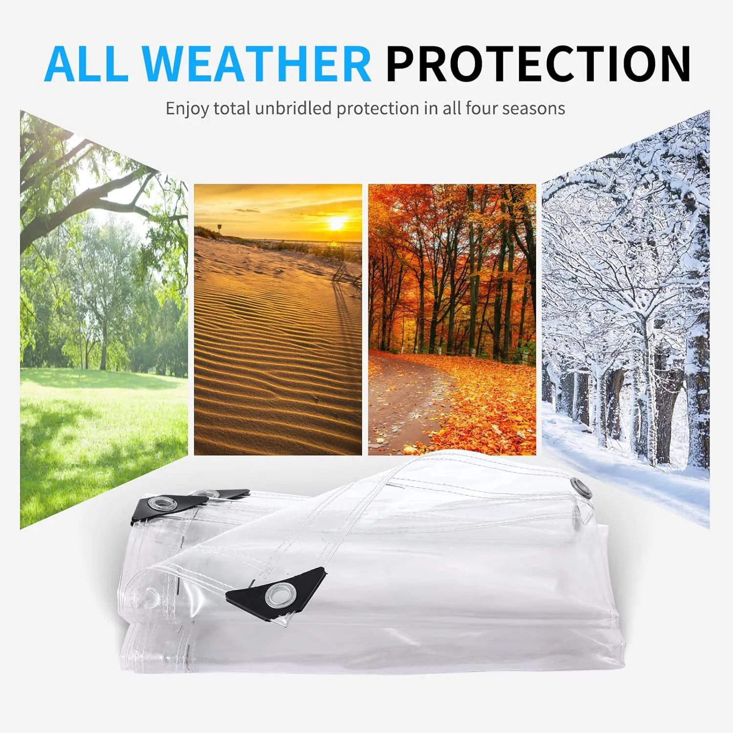 Clear Tarps 16' x 20', Heavy Duty PVC 20 Mil Thick Tarpaulin with Eyelets and 1 Rolls Ropes,Waterproof Transparent Vinyl Tarpaulin Cover for Patio Enclosure, Camping, Porch Canopyv
