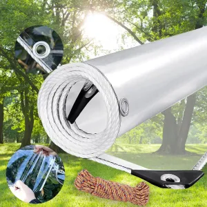 Clear Tarps Heavy Duty PVC, Transparent Tarp Durable Waterproof Dustproof Windproof, Tarpaulin with Grommets & Ropes for Greenhouse, Patio, Garden, Pavilion, Chicken, Porch, Outdoor（8' x 10'）