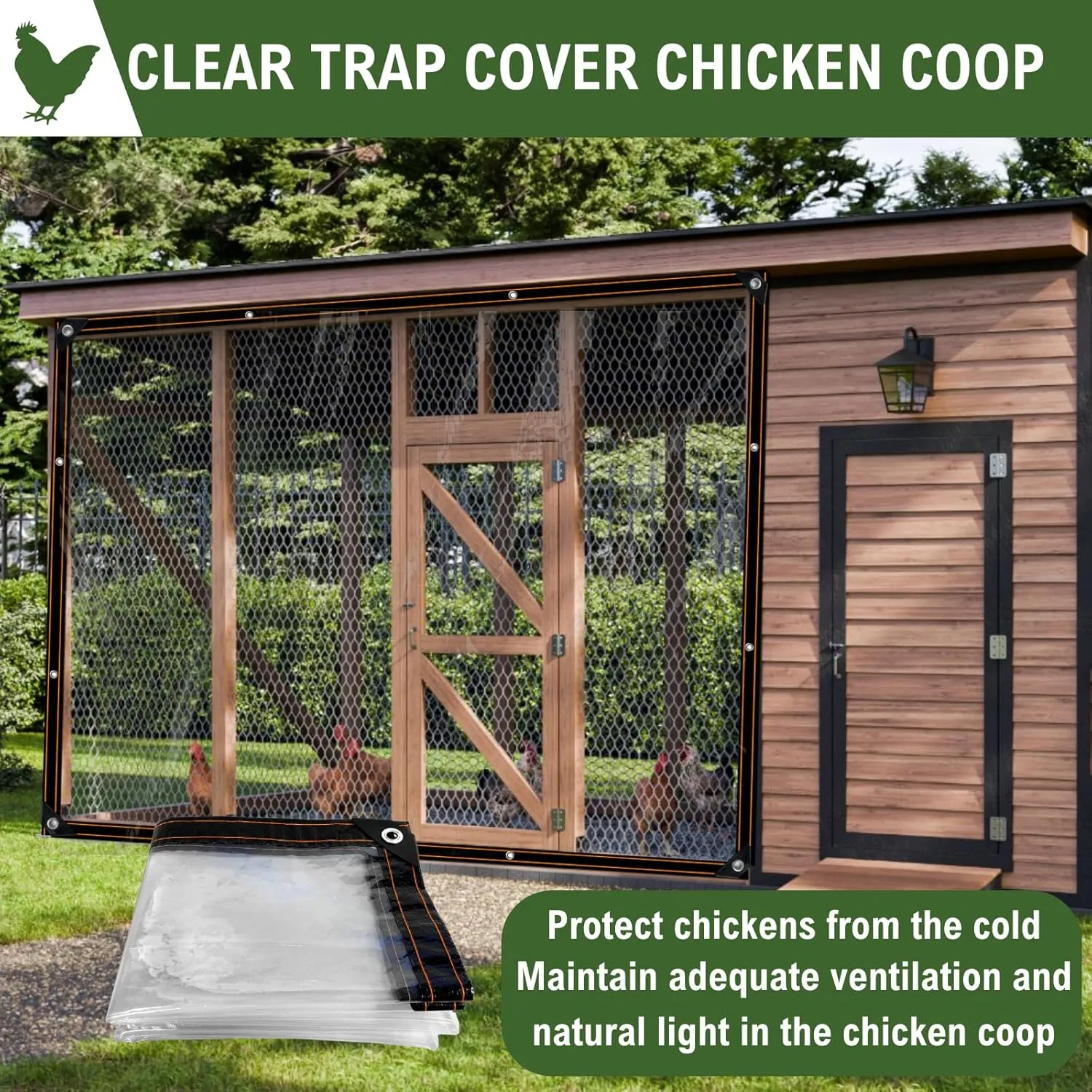 Clear Tarps with Grommets Heavy Duty Clear Waterproof Tarp Plastic Transparent Tarpaulin Rainproof Cover for Winter Cover Plants Chicken Coop Greenhouse Garden Patio Furniture Pets(6ft×20ft)