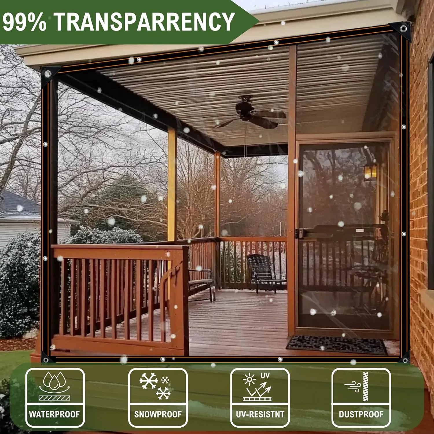 Clear Tarps with Grommets Heavy Duty Clear Waterproof Tarp Plastic Transparent Tarpaulin Rainproof Cover for Winter Cover Plants Chicken Coop Greenhouse Garden Patio Furniture Pets(6ft×20ft)