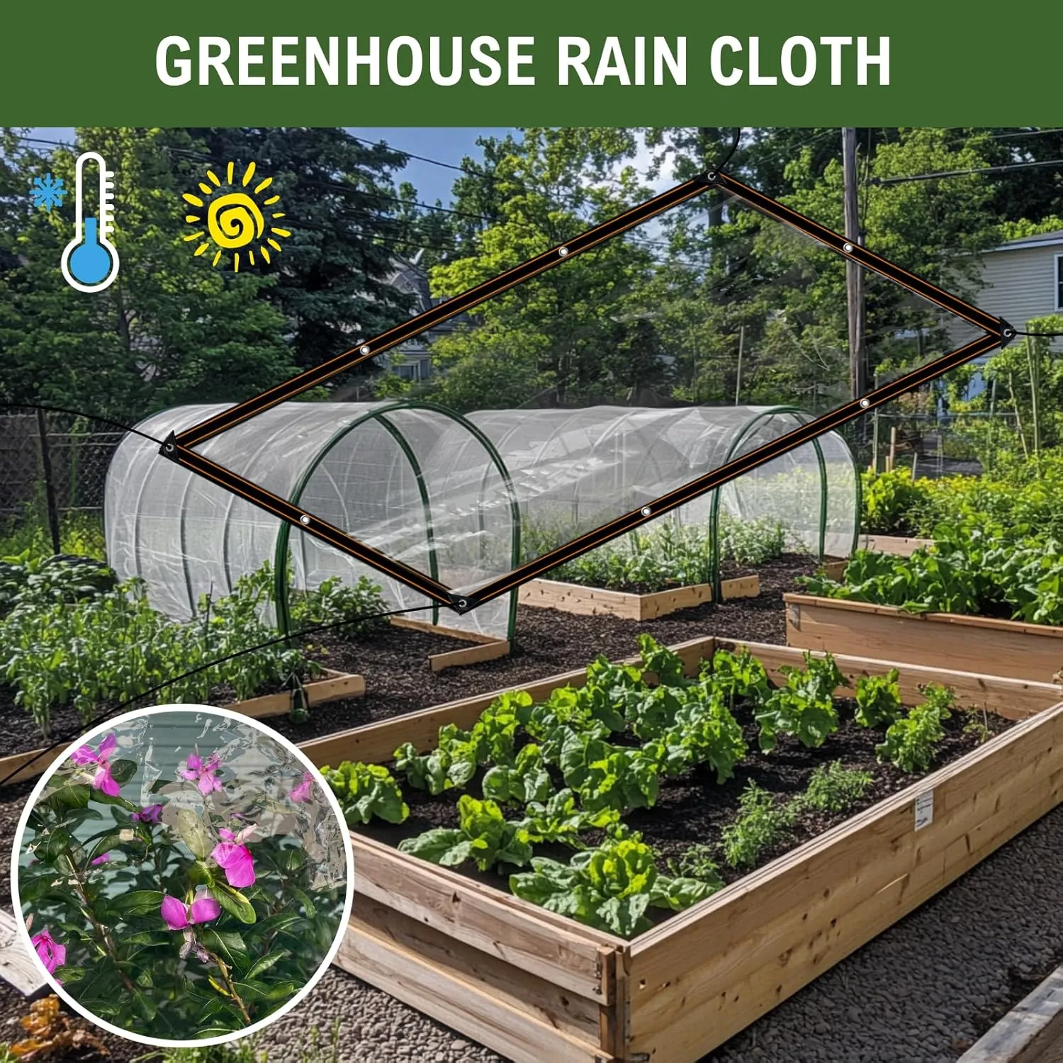 Clear Tarps with Grommets Heavy Duty Clear Waterproof Tarp Plastic Transparent Tarpaulin Rainproof Cover for Winter Cover Plants Chicken Coop Greenhouse Garden Patio Furniture Pets(6ft×20ft)