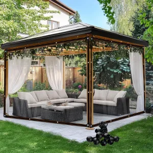 Clear Tarps with Grommets Heavy Duty Clear Waterproof Tarp Plastic Transparent Tarpaulin Rainproof Cover for Winter Cover Plants Chicken Coop Greenhouse Garden Patio Furniture Pets(6ft×20ft)
