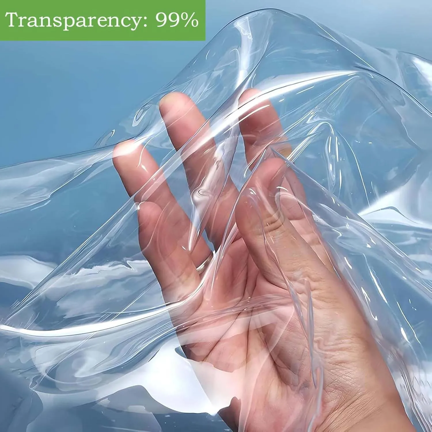 Clear Transparent PVC Heavy Duty Tarps 1.6x19.7ft, Outdoor Waterproof Clear Tarp with Grommets, Clear Tarps Windproof, Rainproof, for Greenhouse, Patio, Porches