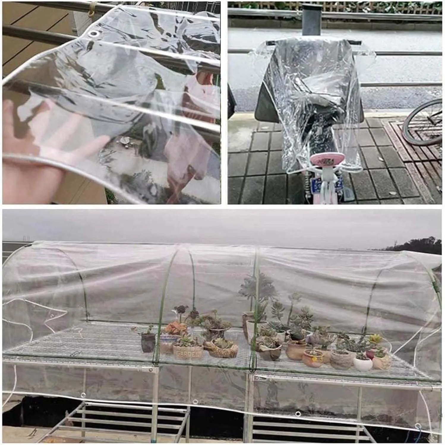Clear Waterproof Tarp Heavy Duty 3.6x4.9ft, Tarps Clear Heavy Duty Waterproof, Transparent Tarpaulin, Outdoor Cover with Grommets for Patio, Garden & Plants