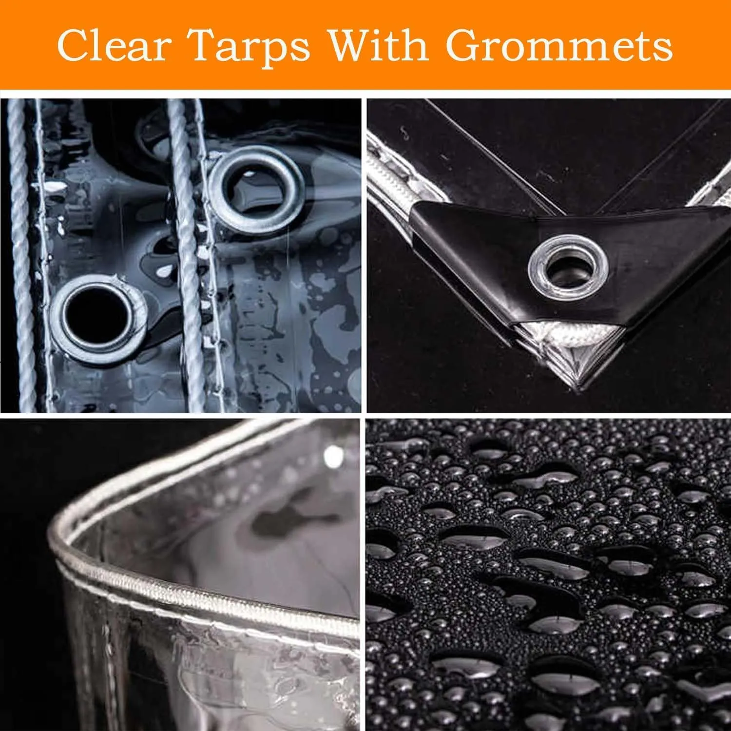 Clear Waterproof Tarp Heavy Duty 3.6x4.9ft, Tarps Clear Heavy Duty Waterproof, Transparent Tarpaulin, Outdoor Cover with Grommets for Patio, Garden & Plants