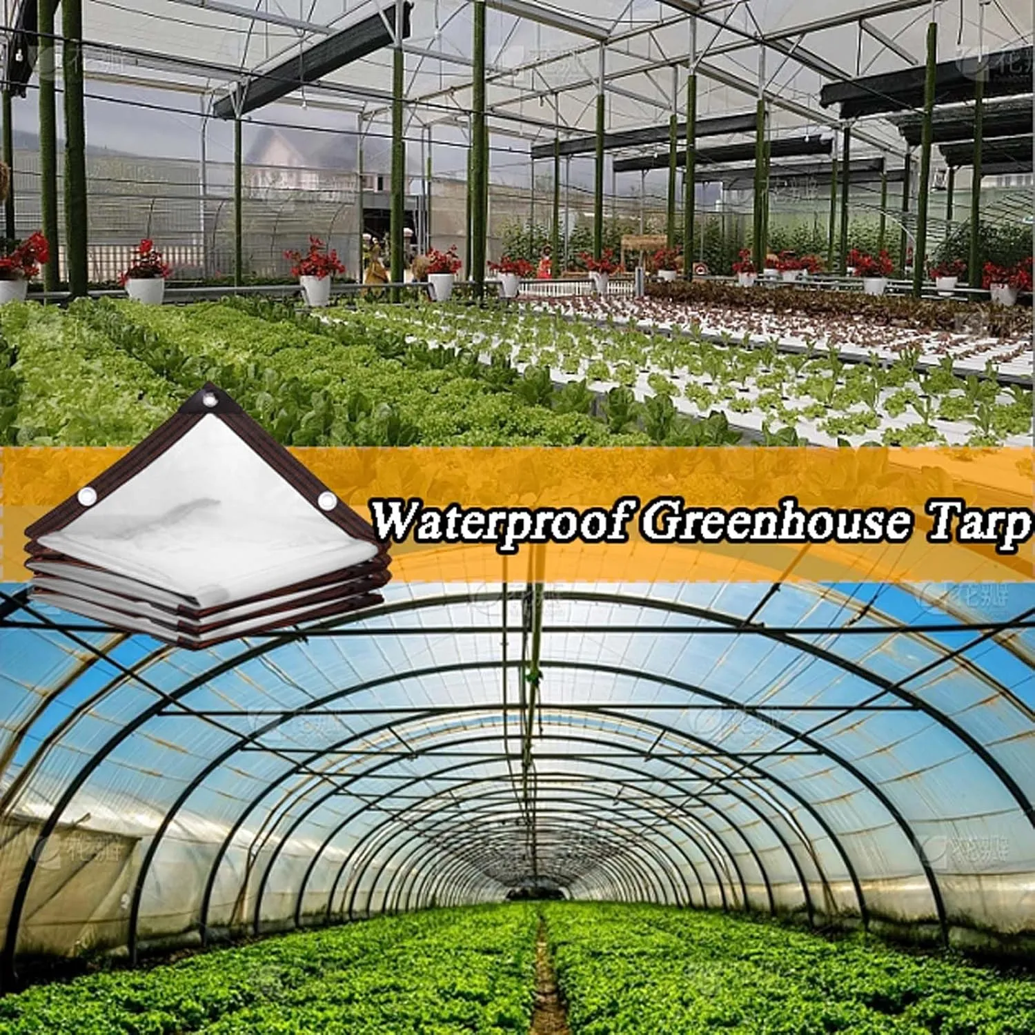 Clear Waterproof Tarps Cover, Garden Rainproof Clear Poly Tarps, Waterproof Transparent Tarpaulin with Grommets, Tear Resistant Waterproof Greenhouse Tarp, PE Tarpaulin Transparent