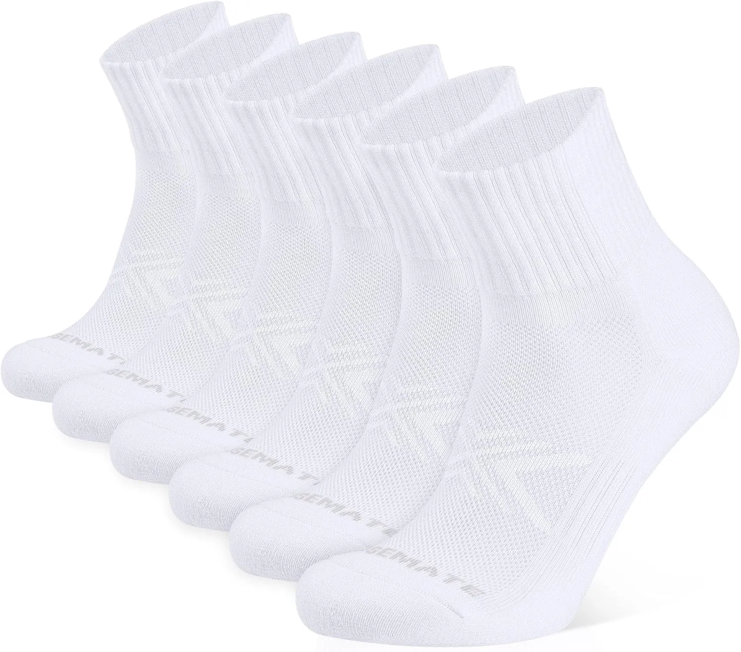 CLOSEMATE 6 Pack Mens Ankle Athletic Socks Cushioned Running Sports Cotton Quarter Socks