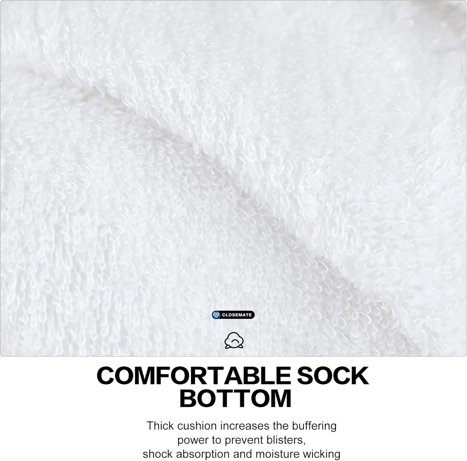 CLOSEMATE 6 Pack Mens Ankle Athletic Socks Cushioned Running Sports Cotton Quarter Socks