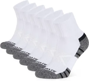 CLOSEMATE 6 Pack Mens Ankle Athletic Socks Cushioned Running Sports Cotton Quarter Socks