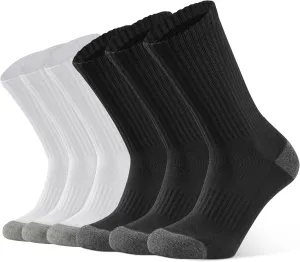 CLOSEMATE Mens Athletic Cushioned Crew Socks 6 Pairs Cotton Breathable for Work Training Sports