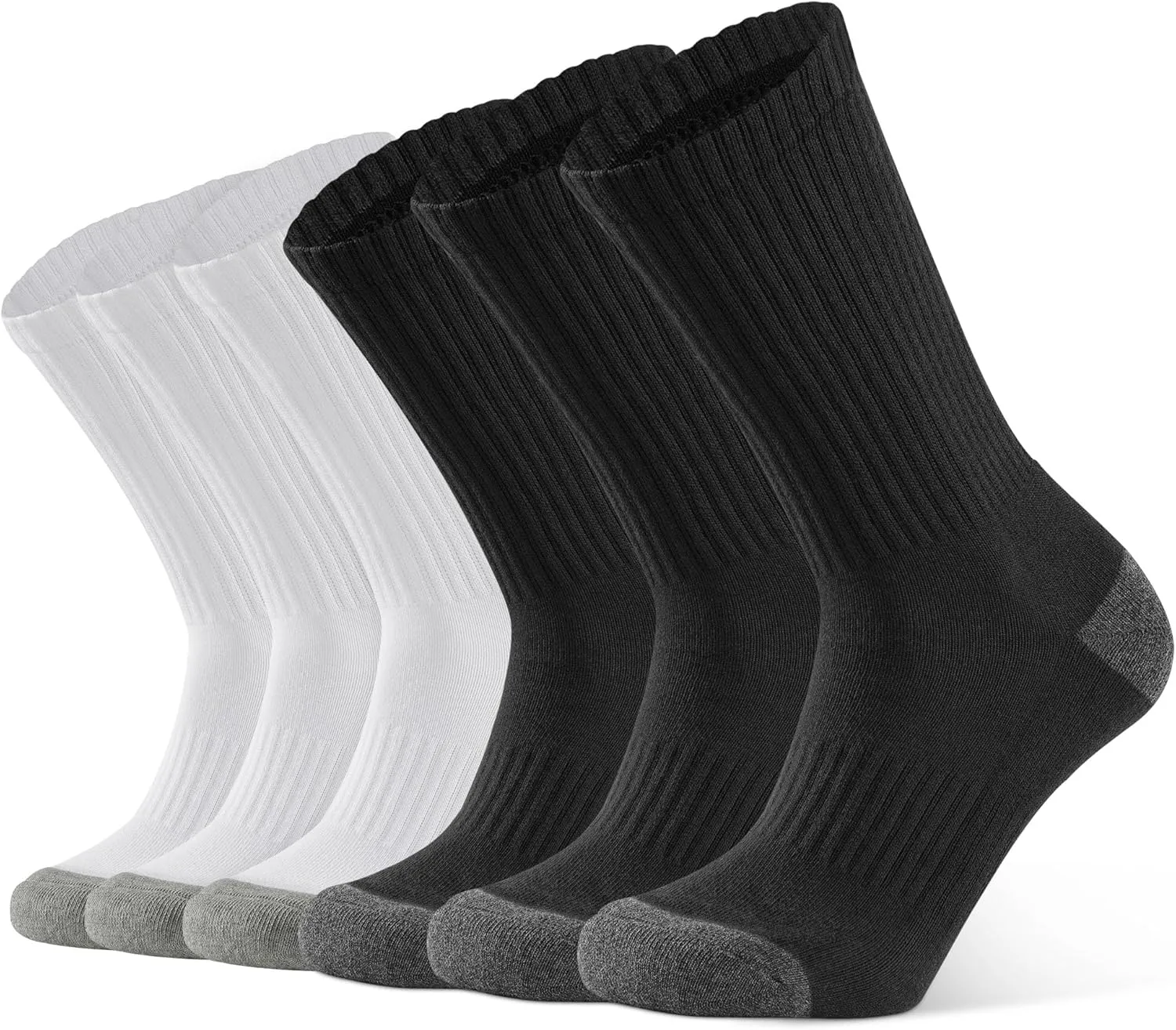 CLOSEMATE Mens Athletic Cushioned Crew Socks 6 Pairs Cotton Breathable for Work Training Sports