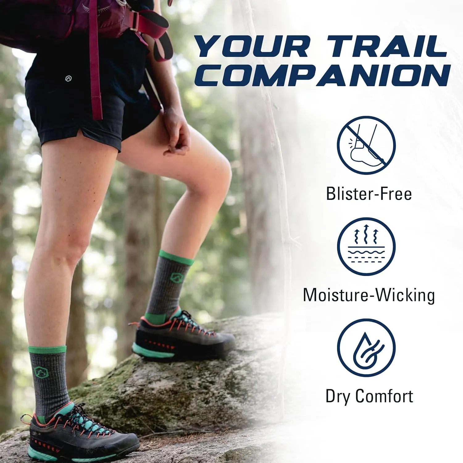 CloudLine - Merino Wool Hiking Socks for Men & Women - Light Cushioned, Merino Wool, Seamless, Moisture Wicking & Breathable