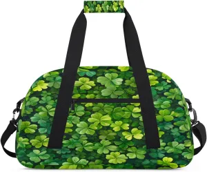 Clover Plants Gym Duffel Bag for Men Women Clover Pattern Sports Tote Bag with Adjustable Shoulder Strap for Dance Gymnastics Traveling Outdoor Camping Overnight Stay