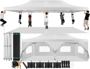 COBIZI 13x26 Pop Up Canopy with 6 Sidewall,Heavy Duty Canopy UPF 50  All Season Wind Waterproof Commercial Outdoor Wedding Party Tents for Parties Canopy Gazebo with Roller Bag(13 x 26 ft White)