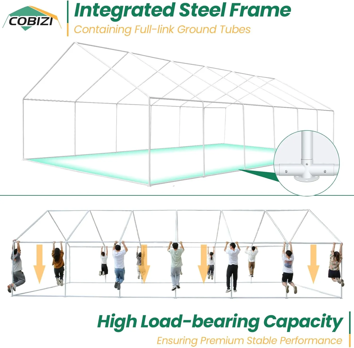 COBIZI 20x40 Party Tent Heavy Duty, Galvanized Wedding Tent, Event Shelter for Parties, Outdoor with Removable Sidewall & Built-in Sandbag, Carpas para Fiestas, Large Canopy, Waterproof, White