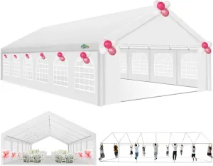 COBIZI 20x40 Party Tent Heavy Duty, Galvanized Wedding Tent, Event Shelter for Parties, Outdoor with Removable Sidewall & Built-in Sandbag, Carpas para Fiestas, Large Canopy, Waterproof, White