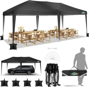 COBIZI Canopy 10x20 Pop Up Canopy Tent 10x20ft Waterproof Party Tent Ez Up Canopy Tents for Parties Wedding Outdoor Commercial Event Gazebo Portable Instant Tent for Backyard Camping Carport