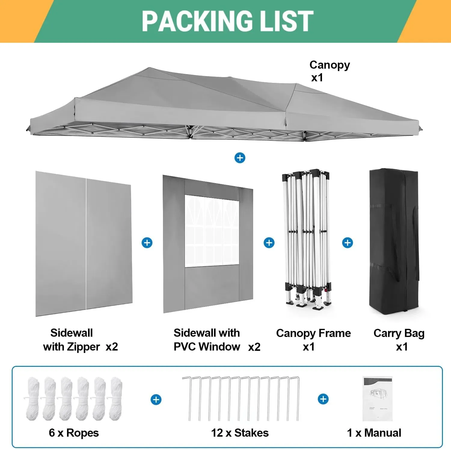 COBIZI Canopy 10x20 Pop Up Canopy Tent with 6 Sidewalls Easy Pop Up Tent 10x20 Waterproof Commercial Instant Shelter UPF 50  Portable Gazebo Wedding Tents for Parties Carport Vender Events